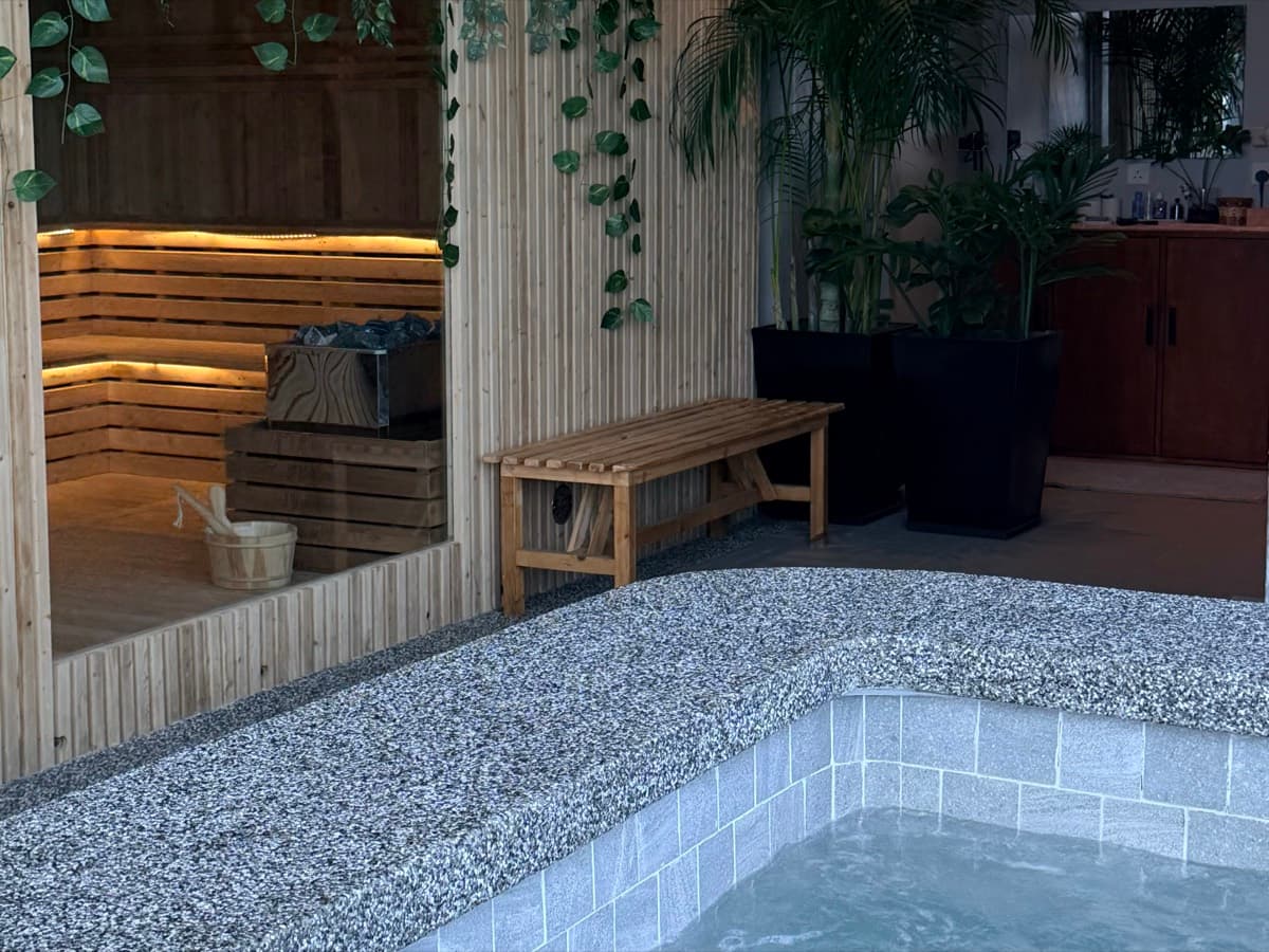 Sauna and cold plunge, side by side